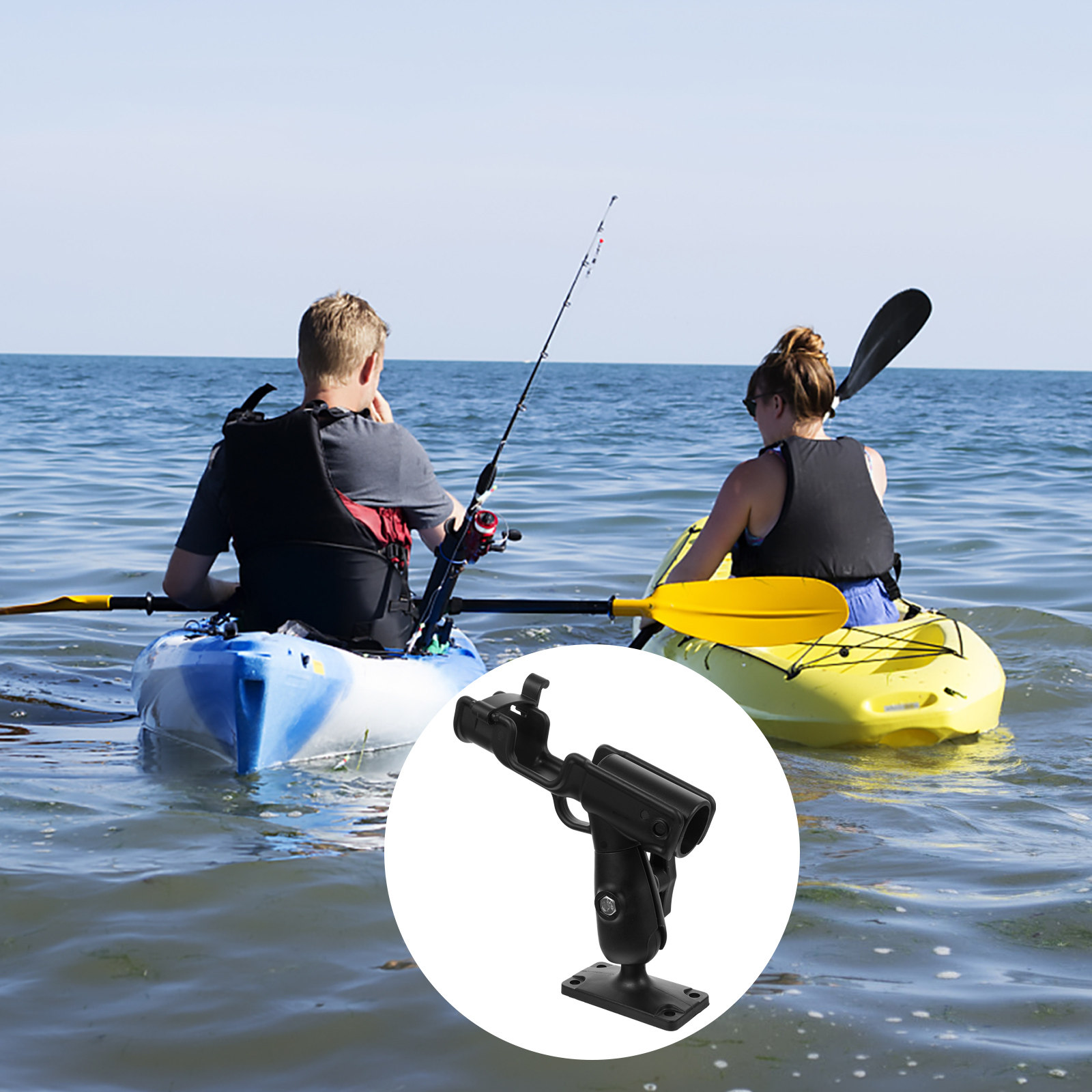 Fishing Kayak Rod Holder - ที่วางคันเบ็ดตกปลาแบบหมุนได้ 360 องศา ขนาดเล็ก ปรับได้ สำหรับเรือคายัคและเรือยอชท์
