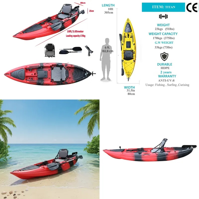 เรือคายัคแบบนั่งเดี่ยวขนาด 10  - Fishing Kayak Sit In บทวิจารณ์และราคา